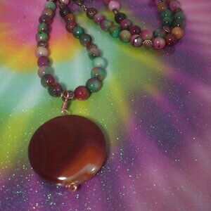 Picture Jasper Gemstone, Carnelian Bead Necklace